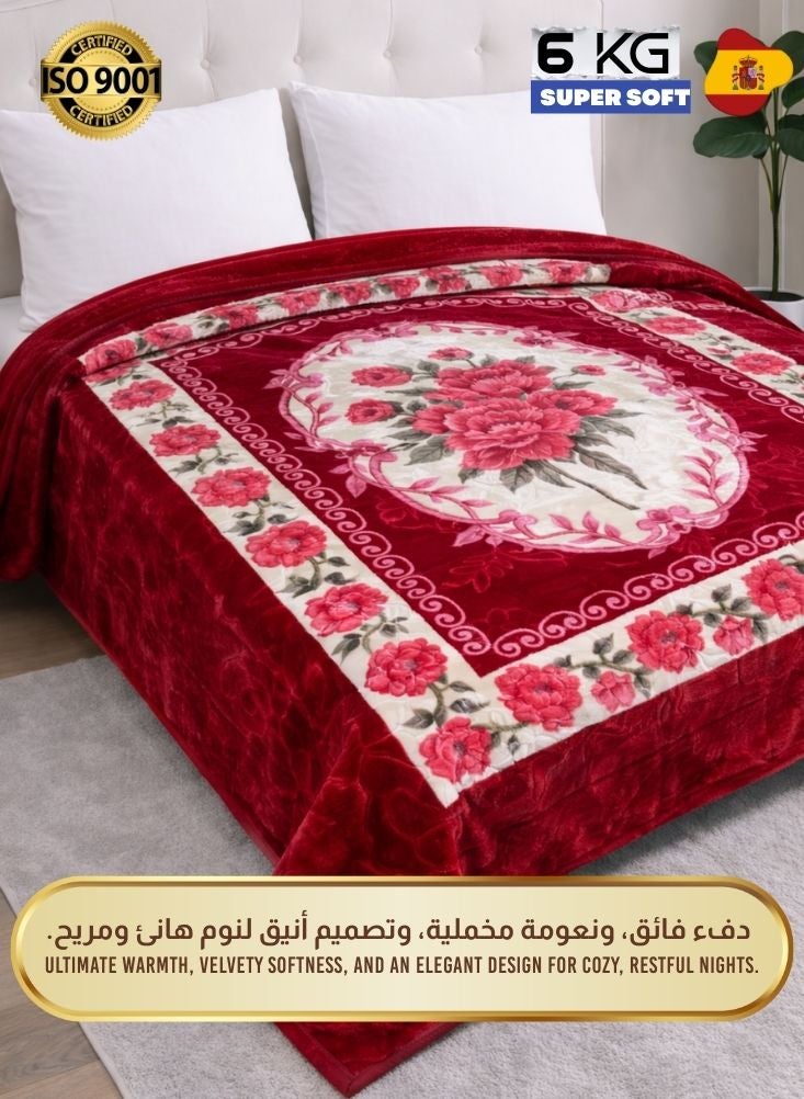 Kori 6kg Super Soft Floral Mink Blanket – Luxury Heavy Winter Blanket with Rose Pattern - Image 2